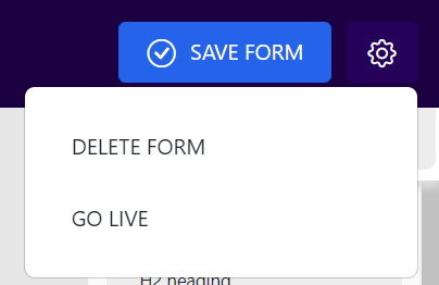 Client Registration Form Go Live Button