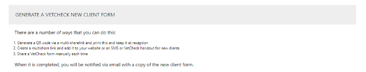 Generate a VetCheck New Client Form Image